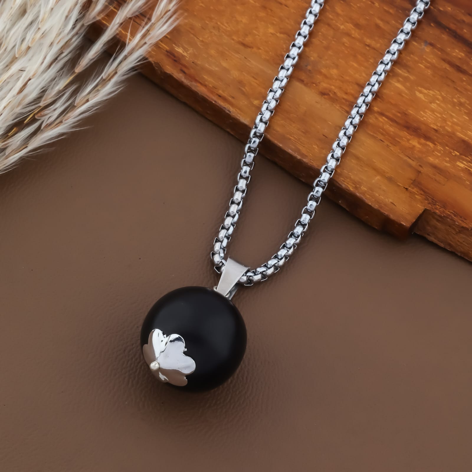 Premium Silver-Toned Lord Murugan Vel Pendant Necklace.